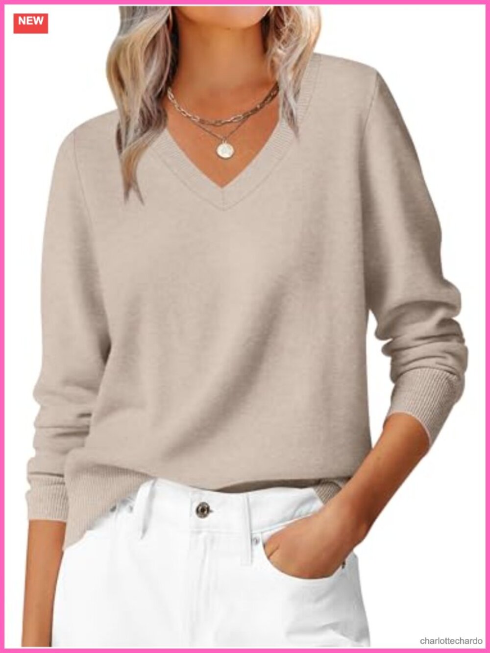 Lightweight V Neck Long Sleeve Knit Top